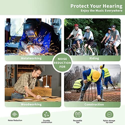 Cuzabe Professional Noise-Isolating Earplug Headphones – Ergonomic Wired In-Ear Earbuds for Construction, Motorcycle Riding & High-Performance Audio | Durable, Waterproof Design for Enhanced Focus & Comfort in Noisy Environments