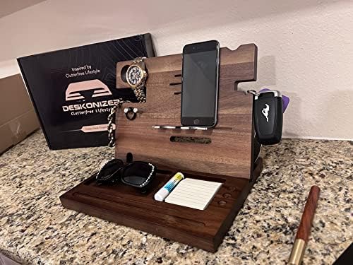 Elegant Wooden Charging Dock for Men – Premium Multifunctional Desk Organizer & Nightstand Essential – Fast Universal Charging Station with Sleek Aesthetic – Perfect Gift for the Discerning Professional