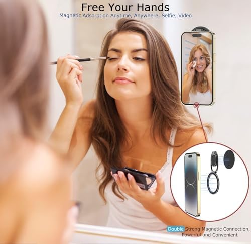 Ultimate Magnetic Phone Ring Holder – Stylish Purple Design for Enhanced Stability & Hands-Free Viewing – Double Adjustable Grip & Stand Compatible with Mag Safe for i Phone & Android – Lightweight, Anti-Fall Accessory for Effortless Handling & Customizable Angles