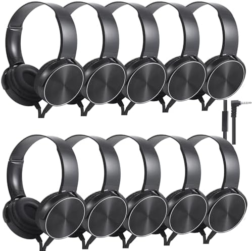 K-12 Classroom Headphones with Microphone – Durable Wired Student Audio Solution for Enhanced Online Learning, Travel & Library Use – Comfortable Fit, Adjustable Design, Superior Sound Quality & Device Compatibility for Kids – 2 Pack
