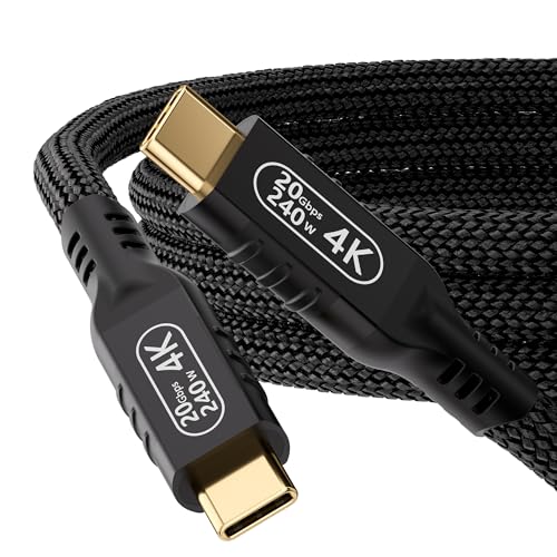 Ultra-Fast USB C Cable 3.2 Gen 2 – 16.5 ft Type C to Type C, 20 Gbps Data Transfer, 100 W PD Fast Charging, 4 K@60 Hz Video Output for Monitors – Versatile Connectivity for Laptops, Smartphones, and More