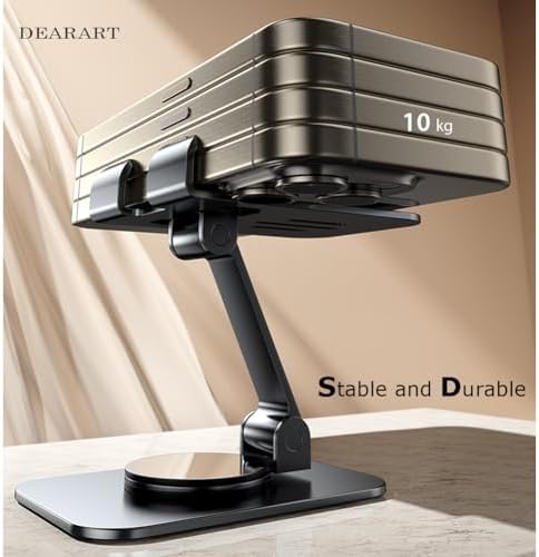 DEARART Cell Phone Stand, 360° Adjustable Phone Stand for Desk, Foldable Phone Holder Fully Carried Easily, Grey (Square Base) – Enhanced Compatibility and Speed