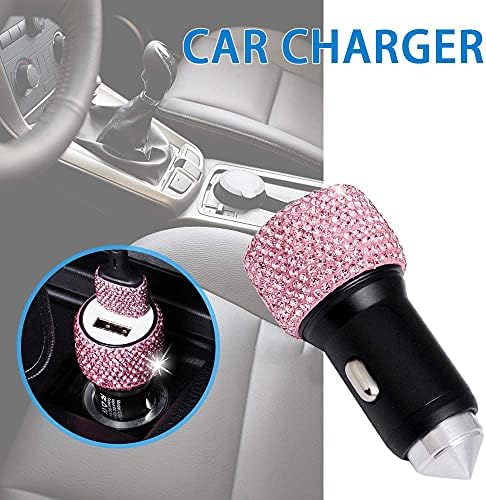 Chic Rhinestone Dual USB Car Charger & 3-in-1 Braided Charging Cable Set – Stylish Bling Accessories for Fast Charging & Enhanced Compatibility – Perfect for Women’s Vehicles in Silver