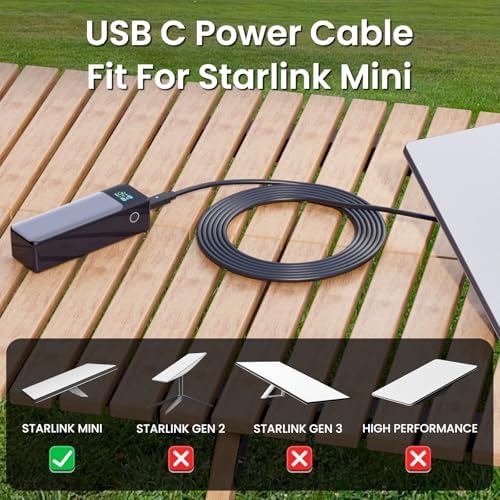 Experience Unmatched Connectivity with the Bar Baren 6.56 FT Starlink USB C Cable – Enhanced Performance for Starlink Mini with LED Indicator and Waterproof Design, Ideal for 60 W+ Power Banks and Outdoor Use – Elevate Your Internet Experience Today!