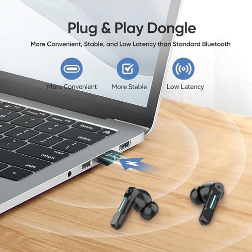 SW4 USB Wireless Earbuds for PC & Laptop – Ultra-Low Latency Bluetooth Headphones with Integrated Microphone for Crystal-Clear Calls, Ergonomically Designed for All-Day Comfort, Modern White Finish for Stylish Tech Accessories – Ideal for Multitasking and Professional Video Conferencing