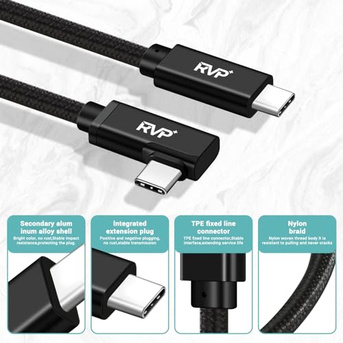 Premium 90 Degree USB C to USB C Cable – 20 Gbps Data Transfer, 100 W Right Angle Charger, 4 K Video Output, E-Marker Technology, 9 FT Length, 2-Pack – Ideal for Thunderbolt 4/3 Devices, Perfect for Gamers and Professionals – Durable Connectivity Solution for Ultimate Performance