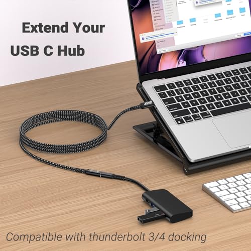 Innovative L-Shaped USB C Extension Cable (2 Pack, 6.6 Ft) – 240 W Power Delivery, 40 Gbps High-Speed Data Transfer, Durable Nylon Braided Design for i Phone 16, i Pad, Mac Book & Mag Safe – Optimal Flexibility for Tightly Spaced Connections