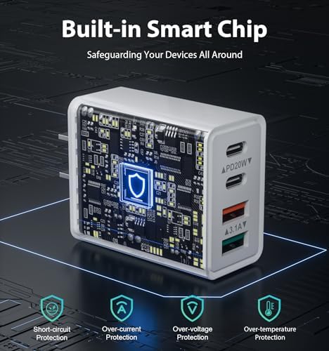 Rapid Charge Anywhere: 40 W USB-C Wall Adapter with Dual PD & QC Technology – Universal Compatibility for i Phone, i Pad, Samsung & Android Devices – Compact, Safe, and Efficient Fast Charging Cube for Home and Travel