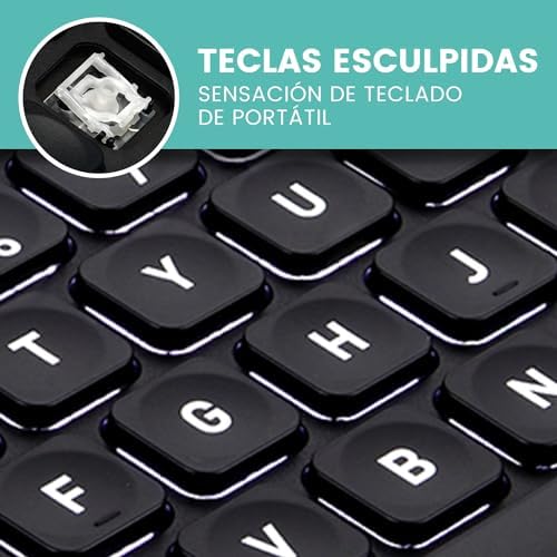 Perixx PERIBOARD-332 Compact Mini USB Keyboard – Sleek White Backlit QWERTY Spanish Layout with Silent X-Type Scissor Keys for Enhanced Typing Comfort – Perfect for Limited Desk Spaces and Effortless Plug-and-Play Setup