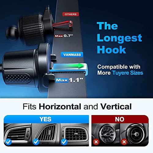 VANMASS Ace Car Phone Holder Mount – Upgraded Military Steel Hook & Super Suction Cup for Ultimate Hands-Free Navigation – Compatible with i Phone 14, 13, 12 Pro Max & Samsung – Versatile Dashboard, Windshield & Air Vent Stand for Enhanced Driving Safety