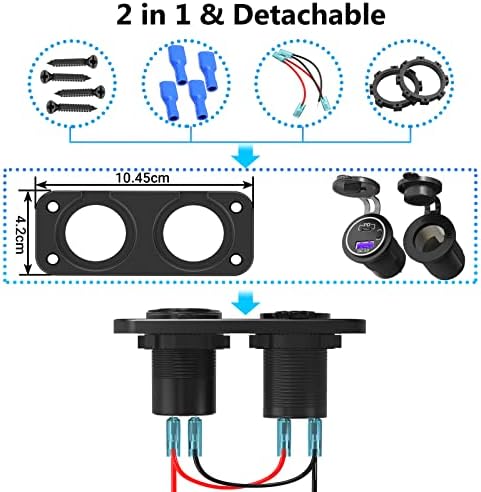 Ultimate 12 V Cigarette Lighter Socket – Advanced Quick Charge 3.0 & PD 3.0 USB Power Outlet with Waterproof Design, Effortless Button Control for Cars, Motorcycles, Boats, RVs, Golf Carts – Unmatched Speed and Versatility for All Your Charging Needs