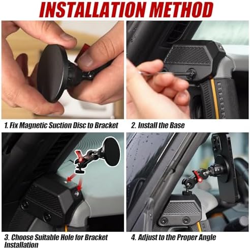 Mabett Magnetic Phone Mount for Ford Bronco (2021-2025) – 360° Adjustable Holder for Effortless Hands-Free Navigation and Communication – Ultimate Secure Grip and Seamless Integration for Enhanced Driving Comfort and Safety