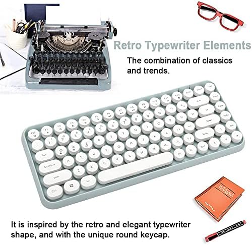 FELICON Retro Mini Wireless Bluetooth Keyboard – Portable 84-Key Typewriter Design for Android, i Pad, Windows & PC – Perfect Companion for Home & Office with Enhanced Compatibility and Rechargeable Battery