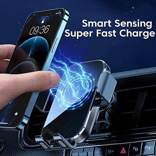 Redmaple 15 W Fast Wireless Car Charger with Auto-Clamping Phone Holder for Air Vent – Effortless Charging & Enhanced Compatibility for i Phone 14/13/12/11 Pro/XR/XS/X/8 – Streamlined Design for Hands-Free Navigation and Safety