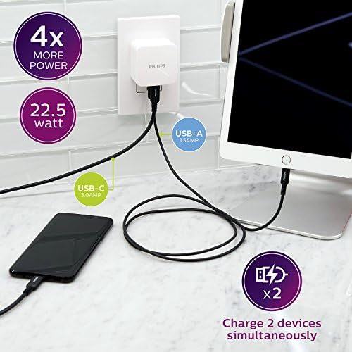 Philips 24 W USB Power Strip with 6 ft Braided Cable – Ultimate Charging Station for i Phone, i Pad, Samsung Galaxy & Google Pixel – 4 Port USB-A Design for Fast & Efficient Device Charging – Sleek & Durable Solution for Home, Office & Travel