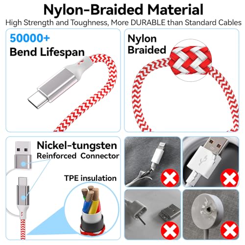 Ultimate 6 FT Multi-Device Charging Cable: Fast Nylon-Braided i Watch and Smartphone Charger Compatible with i Phone, i Pad, Galaxy, and More – Durable, Tangle-Free Solution for Ultra, SE, and All i Watch Models – Streamline Your Charging with Versatile 4-in-2 Connectivity