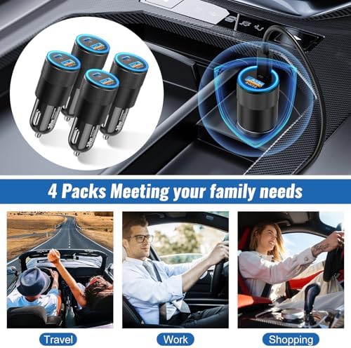 38 W Dual USB-C Car Charger | Fast Charging Multi-Port Adapter | Boxeroo 3-Pack Cigarette Lighter Charger for i Phone 16/15/14/13/12 Pro & Samsung | PD/QC 3.0 Technology for Rapid Power Delivery | Compact, Durable, and Versatile Charging Solution for Road Trips & Daily Commutes | Stay Powered On-the-Go with Enhanced Compatibility and Safety Features