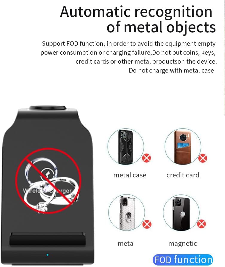 Effortless Power Management: 3-in-1 Qi-Certified Wireless Charging Dock for i Phone, Apple Watch, and Air Pods – High-Speed Multi-Device Charger with Wall Adapter for Seamless Compatibility and Sleek Design