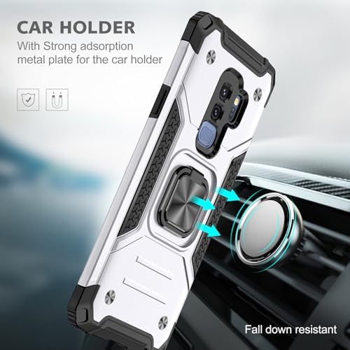 Rugged Military-Grade Shockproof Case for Samsung Galaxy S9 Plus – Red Armor with Built-in Kickstand and Magnetic Car Mount for Ultimate Protection and Style – Perfect for Active Lifestyles