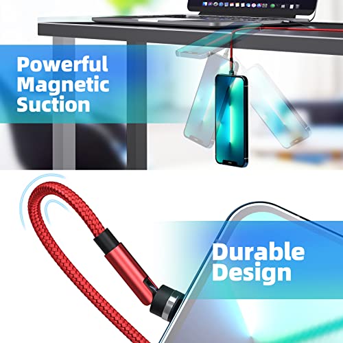 Revolutionize Your Charging with the 540° Magnetic Rotation Cable – 3 in 1 Fast Charger for i Phone, Micro USB & Type C – 4-Pack (3 ft, 3 ft, 6 ft, 10 ft) – Superior Data Transfer & Ultimate Compatibility for Effortless Power Anywhere