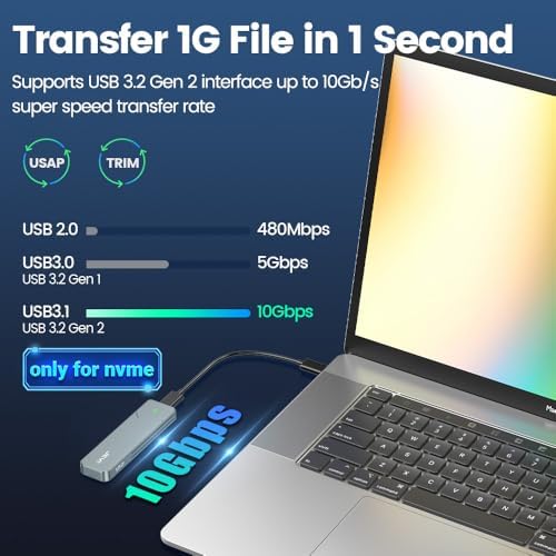 JEYI 2230 M.2 NVMe SSD Enclosure – High-Speed USB C Adapter with 10 Gbps Data Transfer for 2 TB Storage, Portable and Versatile External Drive Solution for Gamers and Professionals