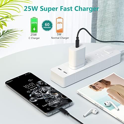 Ultra-Fast 25 W Type C Wall Charger Pack for Samsung Galaxy S25, S24+, S23, S22, S21 Ultra & More – 3-Pack USB C Power Adapter with Enhanced Compatibility for Galaxy A Series, Note 20, and Watch 5 – Speed Meets Safety and Portability