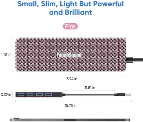 Chic Pink USB to USB-C Hub Adapter – Yaimh Sound 3.0 Multi-Port for Seamless Device Connectivity – Perfect for PC, Mac Book, and More – Experience High-Speed Data Transfer for Flash Drives, Keyboards, Mice, Cameras, and Gaming Gear – Enhance Your Productivity and Style