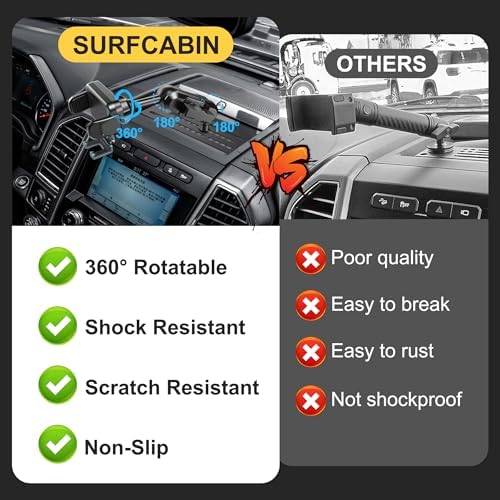 Durable Metal Dash Mount Phone Holder for 2015-2020 F150 & 2017-2022 F250/F350 – Secure & Convenient Cellphone Bracket with 360° Rotation for Optimal Viewing – Perfect Accessory for Safe Driving & Navigation