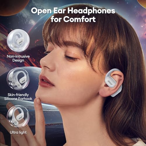 Open Ear Wireless Bluetooth Sport Earbuds with 60-Hour Battery Life – Advanced Bluetooth 5.4 Technology for Optimal Connectivity – Ergonomic Sweat-Proof Design for Runners and Gamers – HD Microphone for Crystal Clear Calls – Perfect for Fitness Enthusiasts Seeking Comfort and Awareness