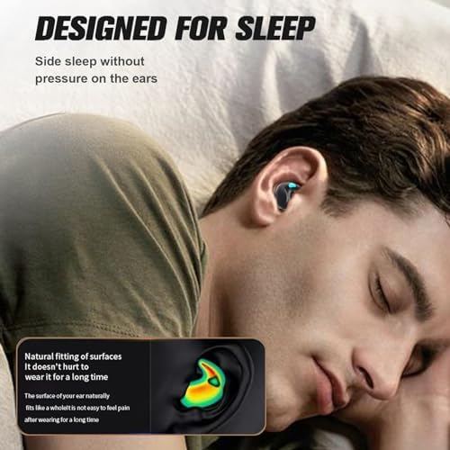 Ultra-Comfortable Wireless Earbuds for Side Sleepers – Discreet Purple Sleep Headphones with Enhanced Bluetooth for Effortless Connectivity, Lightweight Design for Blissful Rest, Perfect for Relaxing Sounds and Guided Meditations, Experience Serene Sleep with Tiny, Invisible Earbuds