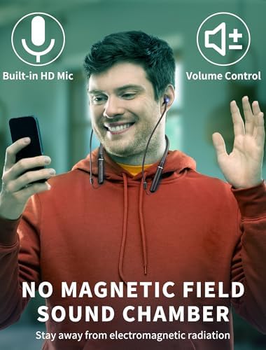 Health-Conscious EMF-Free Air Tube Headphones – Premium Sound Quality with 12-Hour Battery Life, Ergonomic Design for Comfort, Integrated Volume Control, and Built-in Microphone – Perfect for Work, Exercise, Sleep, and Virtual Meetings – Ideal Choice for Audiophiles Prioritizing Safety and Performance