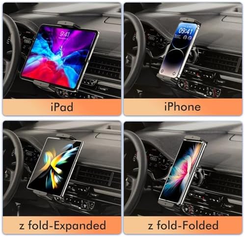 Universal 360-Degree Rotatable Car Phone Holder – Air Vent Mount for i Phone, Android & Tablets (4.7-12.9”) – Enhanced Stability & Hands-Free Convenience for Safe Driving & Navigation – Sleek Design for Optimal Compatibility