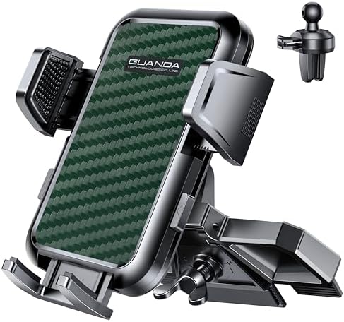 Universal CD Slot Car Phone Mount by GUANDA TECHNOLOGIES – Premium Adjustable Anti-Slip Holder for i Phone & Android Devices with Versatile Air Vent Clip for Safe Navigation and Enhanced Accessibility