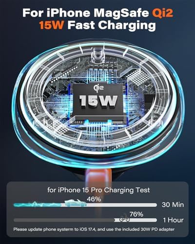 A2 C Qi2 15 W Mag Safe Car Mount Charger – Advanced Magnetic Phone Holder for i Phone 12-16, Fast Wireless Charging with Semiconductor Cooling, LED Status Indicator, Versatile Windshield/Dash Installation & PD Adapter Included – Optimal Convenience for On-the-Go Users