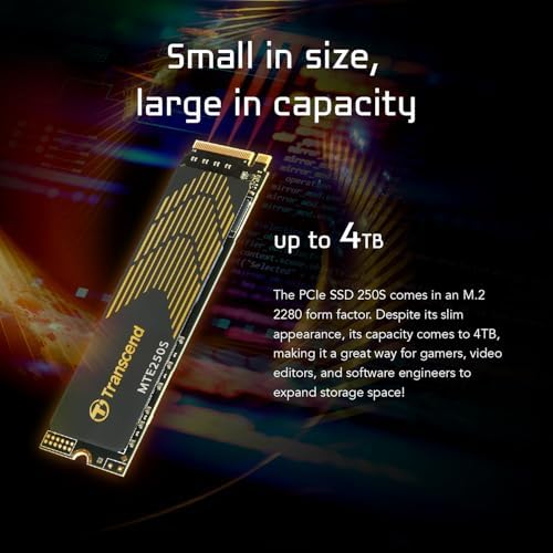 Elevate Your Computing Experience with the Transcend 256 GB M.2 2280 SSD – Achieve Lightning-Fast Speeds of Up to 1,600 MB/s for Seamless Gaming and Multitasking, Featuring PCIe NVMe Gen3 x4 Compatibility, 3 D TLC NAND Technology for Enhanced Durability, and Intelligent LDPC Error Correction for Unmatched Data Integrity. Perfect Upgrade for Ultrabooks, Laptops, and Desktops!