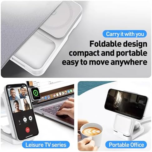 APSARAS 3-in-1 Wireless Charging Station for i Phone 16/15/14/13/12, Air Pods & Apple Watch Series S11 – Stylish Mag Safe Compatible Dock with Enhanced Speed and Safety Features for Clutter-Free Charging Solutions