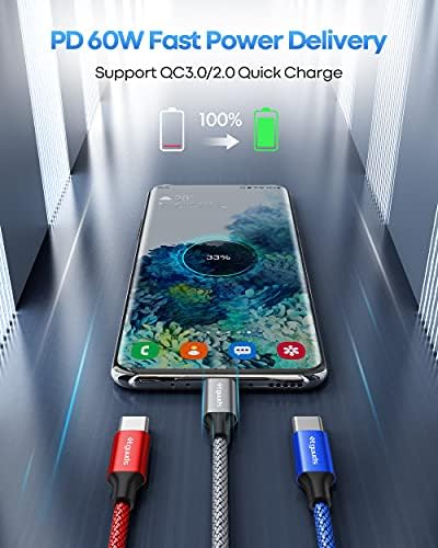 Premium 10 ft USB C to USB C Charging Cable – 3-Pack | High-Speed 60 W Power Delivery Cable for Samsung Galaxy S23, S22, S21, Note 20, Z Fold/Flip, and USB C Laptops | Durable Design for Fast Charging & Data Transfer | Ultimate Flexibility for Home and Office Use