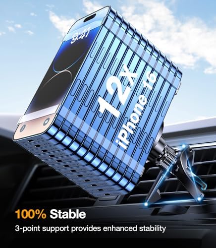 2025 Ultra Magnet 15 W Wireless Car Charger – Advanced Mag Safe Phone Holder for i Phone 12-16 with Hands-Free Magnetic Mount – Effortless Navigation & Rapid Charging Solution – Secure Vent Installation for Modern Drivers – Ultimate Safety & Convenience on the Go