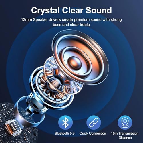 Blackview Advanced Wireless Noise Canceling Earbuds – Bluetooth 5.3 for Rapid Pairing, IPX7 Waterproof for Ultimate Durability, Enhanced Built-in Microphone for Crystal Clear Calls, 56-Hour Playtime for All-Day Use, LED Power Indicator for Effortless Battery Monitoring, Perfect for Active Lifestyles with Android/i OS Compatibility