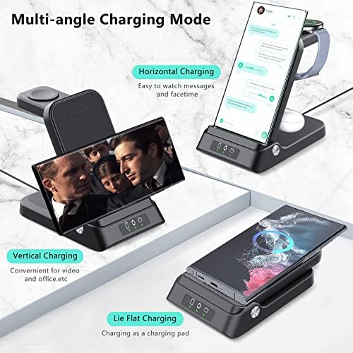 RAUGEE Premium Foldable 3-in-1 Fast Wireless Charging Station for Samsung Devices – Compact & Stylish Charger for Galaxy S25 Ultra/S24/S23/S22/Z Flip/Fold & Galaxy Watch Ultra/7/6/5/4/3 – Efficient Power Delivery, Declutter Your Space with Sleek Design and Optimal Portability