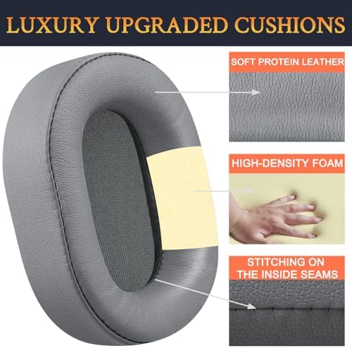 Transform Your Gaming Experience with SOULWIT Premium Replacement Earpads for Corsair HS65/HS55 – Luxurious Protein Leather & High-Density Foam for Maximum Comfort and Superior Noise Isolation – Ideal Fit for HS55 Surround V2 & Wireless Core Headsets in Sleek Grey