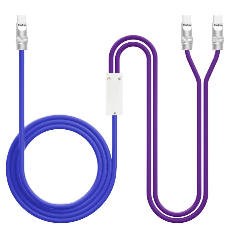 Chubbycable High-Speed 2-in-1 USB C Charging Cable – 100 W Versatile Power Solution for USB-C & USB-A Devices, 4.2 FT Durable Silicone Design in Chic Blue for Effortless Charging & Rapid Data Transfer at Home, Office, or On-the-Go
