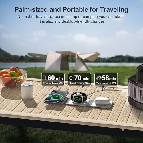 UCOMX Foldable 3-in-1 Wireless Charging Station: Ultimate Travel Charger for i Phone 12-16 Pro Max, Apple Watch Series 3-Ultra, and Air Pods Pro – Rapid Nano Technology for Fast, Safe Charging & Clutter-Free Convenience