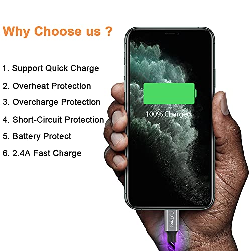 Vibrant LED i Phone Charger Cable | MFi Certified Lightning Cable for Fast, Reliable Charging | 6 ft Multicolored Glow Cable Compatible with i Phone 12, 11 Pro Max, XR, X, SE, 8 Plus, i Pad, i Pod | Stylish Power Solution for On-the-Go Charging