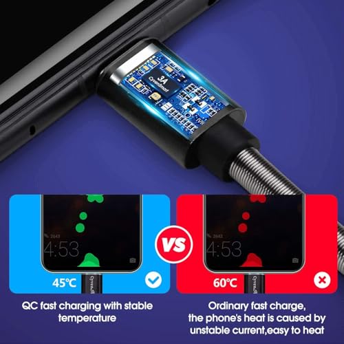 Cyven Premium 10 ft USB C Fast Charging Cable – 3-Pack High-Speed Type C Charger for Android Devices, Compatible with Samsung Galaxy S10, S9, S8 Plus – Enhanced Durability and Flexibility for Everyday Use