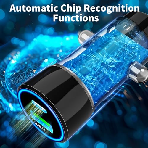 Rombica 105 W MFi Certified Dual USB-C & USB-A Fast Car Charger for i Phone 16 Pro Max – Ultimate Portable Power Solution with 6 FT Coiled Type-C Cable for Rapid Charging on the Go, Perfect for Road Trips and Daily Commuting