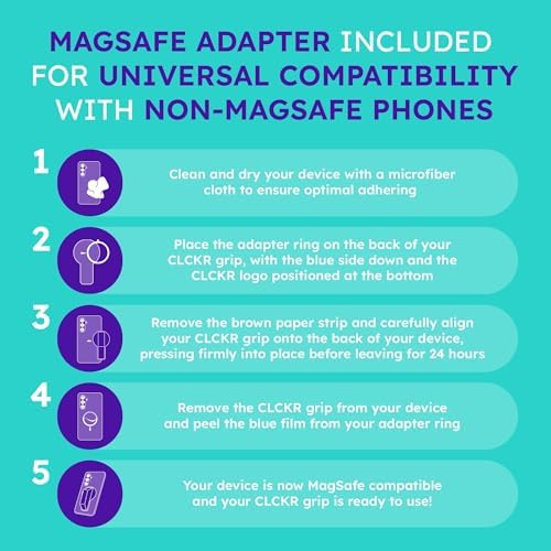 Elevate Your Mobile Experience with the CLCKR Mag Safe 3-in-1 Phone Grip – Lilac – Innovative Grip, Kickstand & Finger Loop Technology for i Phone 16/15/14/13/12, Galaxy S25/S24/S23/S22, and Pixel Devices – Stylish & Durable Accessory for Effortless Compatibility – Ultimate Convenience & Hands-Free Usability for Everyday Adventures – Enhance Your Smartphone’s Functionality Today!