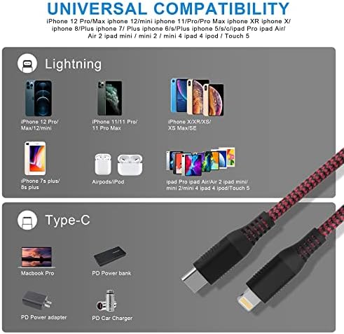 Extra Long 20 Ft USB C to Lightning Charger Cable – MFi Certified Fast Charging Cord for i Phone 13/12/11/XS/X/8 – High-Speed Power Delivery Up to 3 A for Ultimate Convenience and Performance