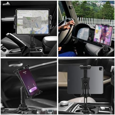 Universal Cup Holder Tablet Mount for Cars – 360° Rotating Adjustable Stand for i Pad Pro, Samsung Galaxy Tab, and Amazon Fire HD – Perfect Hands-Free Viewing for 4.7″ to 12.9″ Devices – Durable Long Arm Design for Ultimate Convenience on the Go