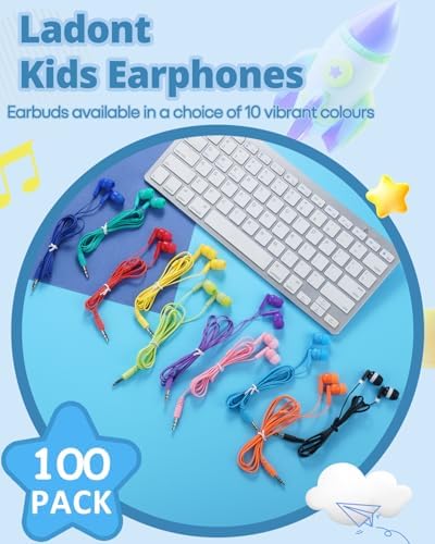 Bulk 100 Pack Premium Wired Earbuds for K-12 Learning – Lightweight In-Ear Headphones with 3.5 mm Jack for Classroom Engagement – Durable, Comfortable, and Cost-Effective Audio Solution to Boost Student Focus and Collaboration